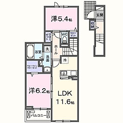 グレイス II A 2LDKの間取図画像