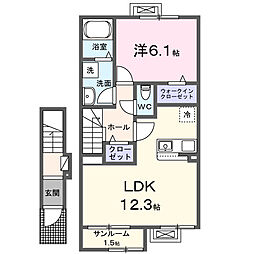 シズ・ボリーN 1LDKの間取図画像