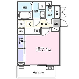 ヒカルサ東川口サウス 1Kの間取図画像