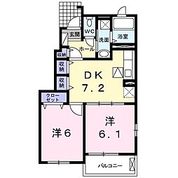 アルドーレヒル 2DKの間取図画像