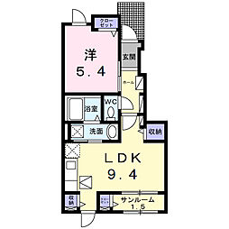 ルーエハイム 1LDKの間取図画像