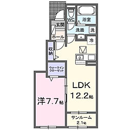仮称)西茅原アパートB 1LDKの間取図画像