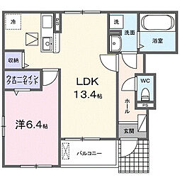 ペルラ北花田 1LDKの間取図画像