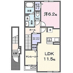 グランジェルメ 1LDKの間取図画像
