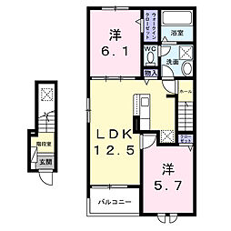 リンナラ 2LDKの間取図画像