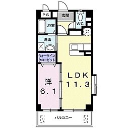 タートルハイツ 1LDKの間取図画像