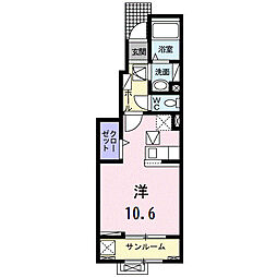 ルヴェ ソン ヴェール ワンルームの間取図画像