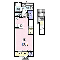 ルヴェ ソン ヴェール ワンルームの間取図画像