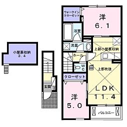 ヴィラ・コリーヌA 2LDKの間取図画像