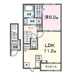 愛馬ハイム 1LDKの間取図画像