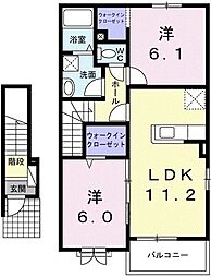 カーサ・フレスコ2 2LDKの間取図画像