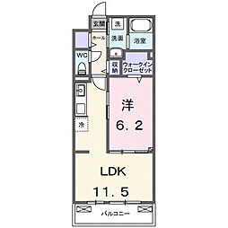 久喜市中妻アパート 1LDKの間取図画像