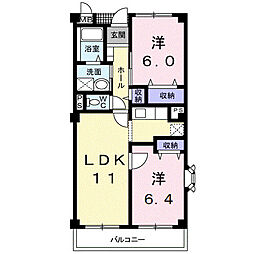 レインボウ・2一の屋 2LDKの間取図画像