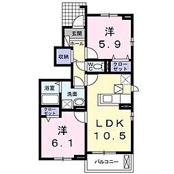 サン・ミルト 2LDKの間取図画像