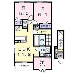 HMハイム高宮南 2LDKの間取図画像