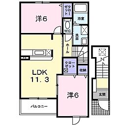 ハーモニーコートC 2LDKの間取図画像