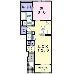 川田アパート 1LDKの間取図画像