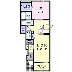 川田アパート 1LDKの間取図画像