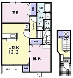 ヴィヴァーチェ雷神D 2LDKの間取図画像