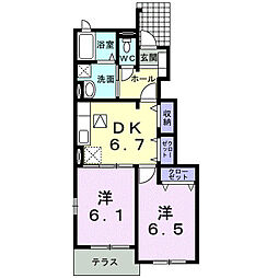ルミエール岬 2DKの間取図画像