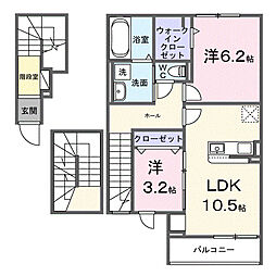 シャンドフルールA 2LDKの間取図画像