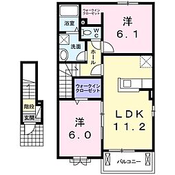 ピアチェーレ2 2LDKの間取図画像