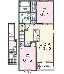 セレーノ・デル・ソーレI 2LDKの間取図画像