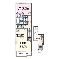 バルパレー坪井 1LDKの間取図画像