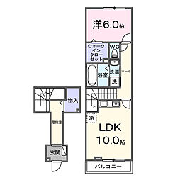バルパレー坪井 1LDKの間取図画像