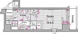 グランドガーラ横濱山下町 1Kの間取図画像