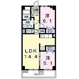 リベラサンリットカーサ 2LDKの間取図画像
