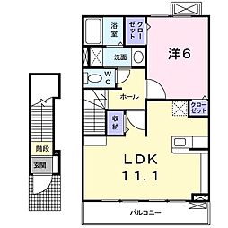 レインボーハウスA 1LDKの間取図画像