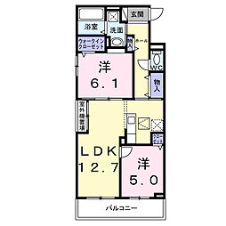 マストリア 2LDKの間取図画像
