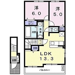 フィオーレカサブランカ 2LDKの間取図画像