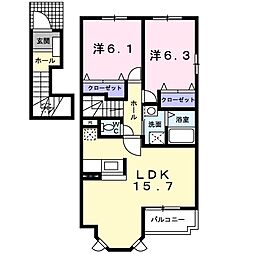 ピクシーヒルズB 2LDKの間取図画像
