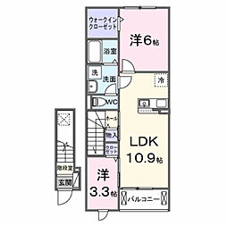原町区青葉町1丁目アパートII 2LDKの間取図画像