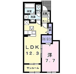カーチフォレスタ 1LDKの間取図画像