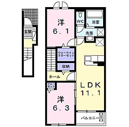 カーチフォレスタ 2LDKの間取図画像