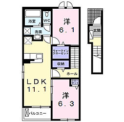 カーチフォレスタ 2LDKの間取図画像