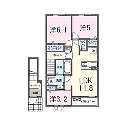 (仮)井手町多賀アパート 3LDKの間取図画像