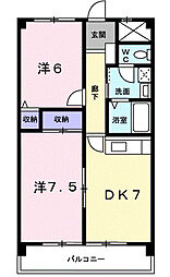 ジュネス戸祭 2DKの間取図画像