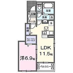 ロイヤルハイツB 1LDKの間取図画像