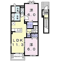 ブリッサ・そよ風 2LDKの間取図画像