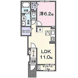 イリーデIII 1LDKの間取図画像