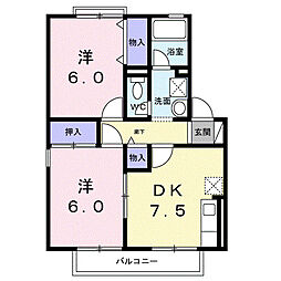 ガーデンシティー桜町E 2DKの間取図画像