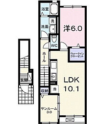 カーサ・フェリーチェ I 1LDKの間取図画像