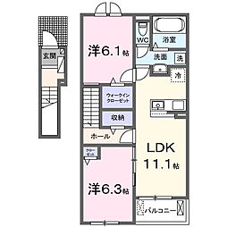 アーバンコーポ 水戸 2LDKの間取図画像