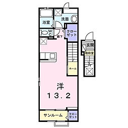 (仮称)白河市高山アパート ワンルームの間取図画像