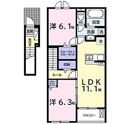 (仮称)古市場アパート 2LDKの間取図画像