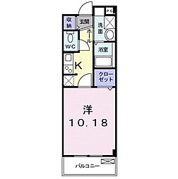 コーラルガーデン 1Kの間取図画像